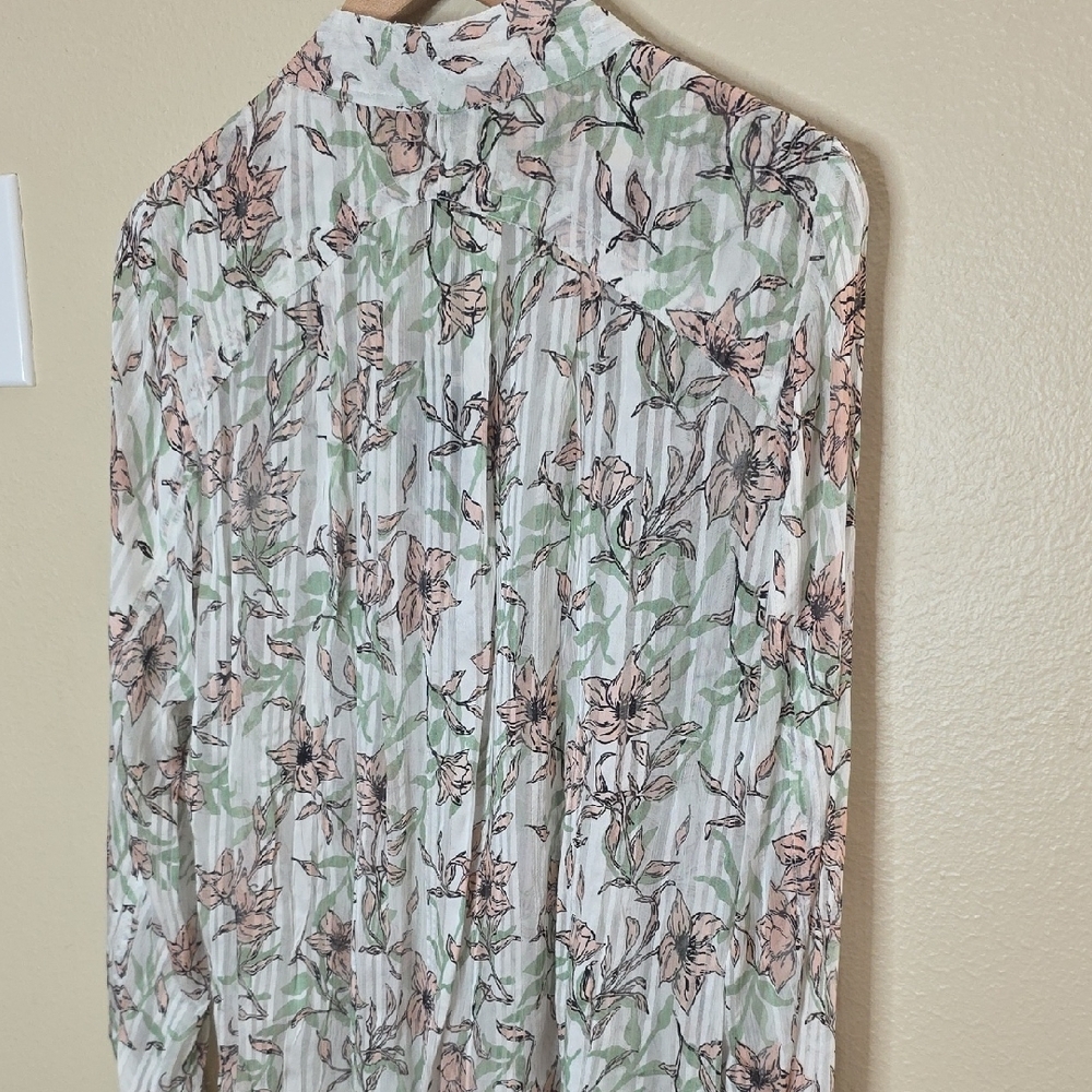 Rag & Bone Sachi Floral Lattice Blouse Green/White Women's Medium Boho Peasant - Picture 5 of 12